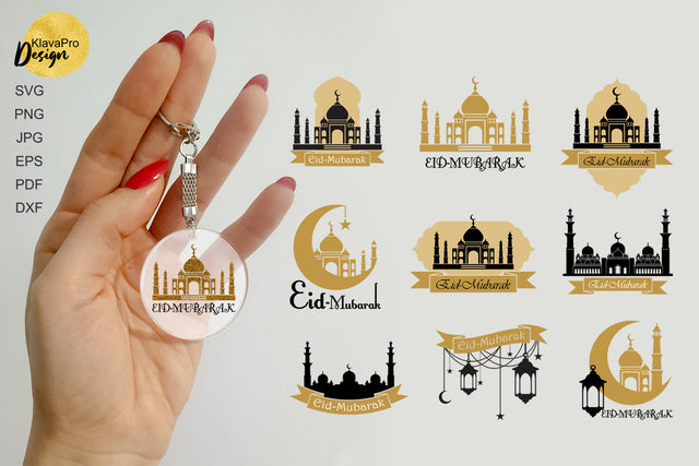 Eid-Mubarak keychain bundle Svg Muslim Ramadan layered Cut File SVG Klava P 