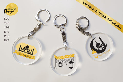 Eid-Mubarak keychain bundle Svg Muslim Ramadan layered Cut File SVG Klava P 