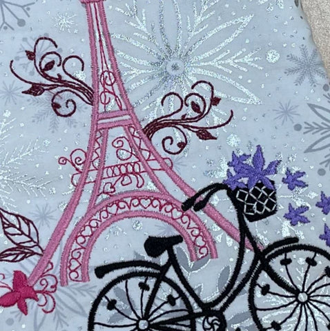 Eiffel Tower & Bike machine embroidery design, Paris Embroidery Embroidery/Applique DESIGNS Angie 