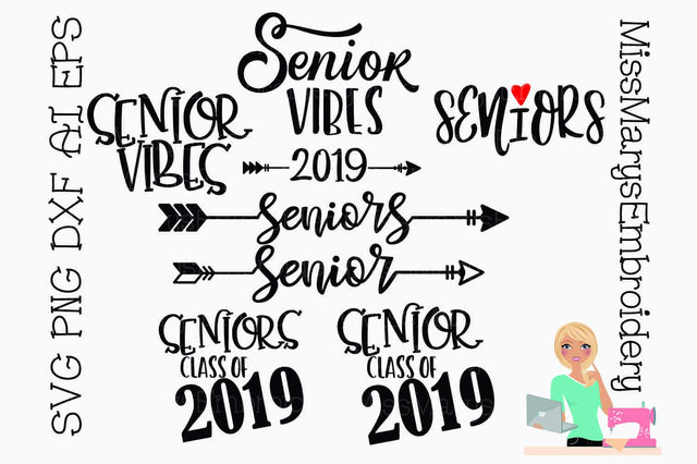 Eight Senior Saying Bundles SVG MissMarysEmbroidery 