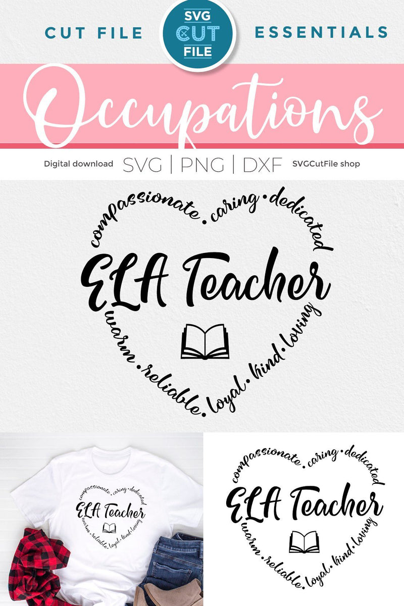 ELA Teacher svg, English teacher svg, English Language Arts teacher ...