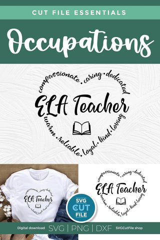 ELA Teacher svg, English teacher svg, English Language Arts teacher, school svg, heart shape, back to school svg, appreciation week SVG SVG Cut File 