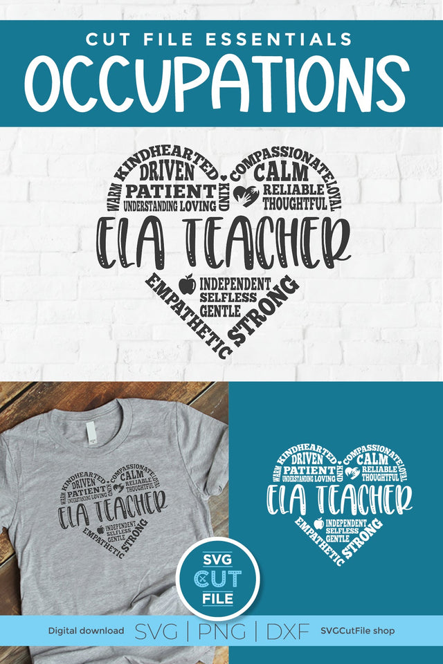 ELA Teacher svg, English teacher svg, English Language Arts teacher, school svg, heart shape, subway art svg, appreciation week, day month SVG SVG Cut File 