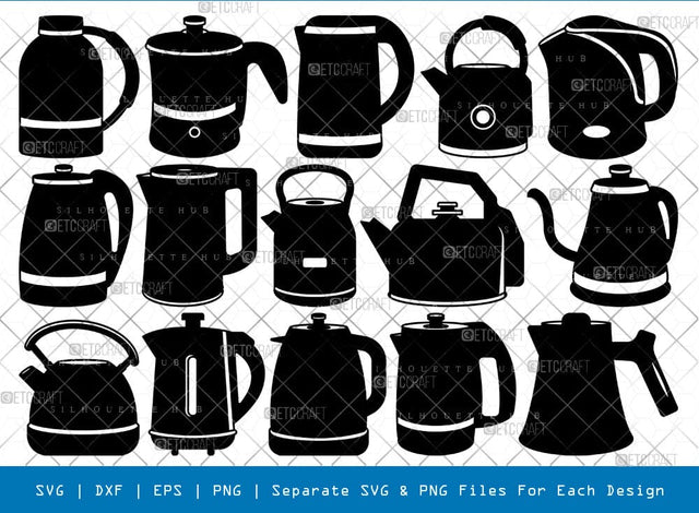 Electric Kettle Silhouette, Kettle SVG, Tea Kettle Svg, Tea Pot Svg, Boiling Kettle Svg, Electric Kettle Bundle, SB00988 SVG ETC Craft 