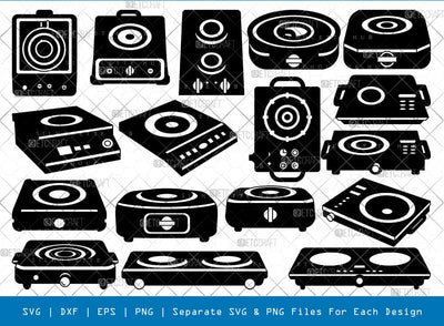 Electric Stove Silhouette, Stove SVG, Gas Stove Svg, Infrared Cooker Svg, Induction Cooker Svg, Electric Stove Bundle, OS00327 SVG ETC Craft 