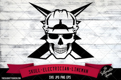 Electrical Lineman Skull with Hard Hat SVG File,Lineman SVG,Powerline Tech svg,Commercial-Personal Use,Cricut,Silhouette Cameo,Vinyl Decal SVG Loveleen Kaur 