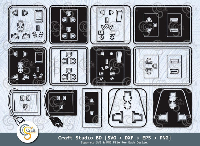 Electrical Socket Silhouette, Electrical Socket SVG, Electrical Plug Svg, Power Socket Svg, Electrical Socket Bundle SVG ETC Craft 