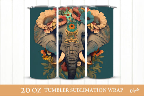 Elefant Tumbler Sublimation. Animal Tumbler Wrap Sublimation Olga Terlyanskaya 