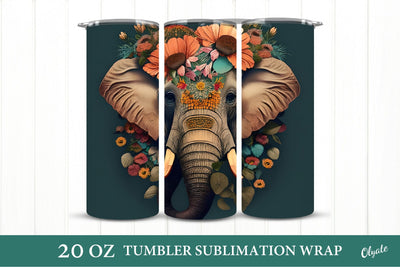 Elefant Tumbler Wrap. Animal Tumbler Sublimation Sublimation Olga Terlyanskaya 