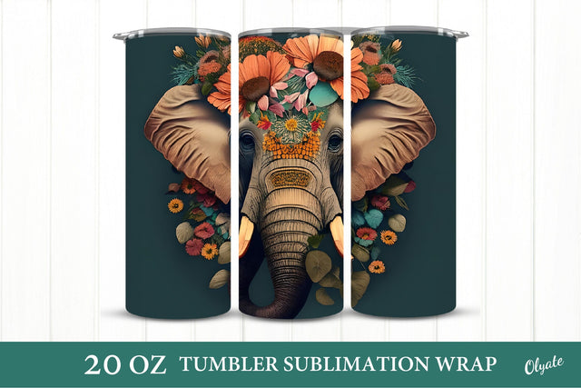 Elefant Tumbler Wrap. Animal Tumbler Sublimation Sublimation Olga Terlyanskaya 