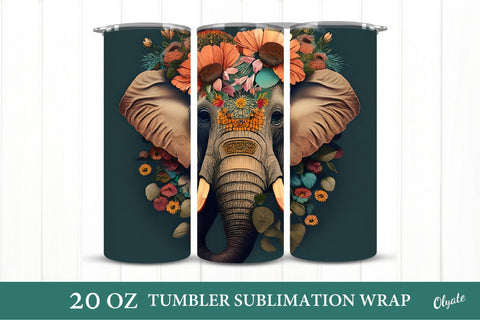 Elefant Tumbler Wrap. Animal Tumbler Sublimation Sublimation Olga Terlyanskaya 
