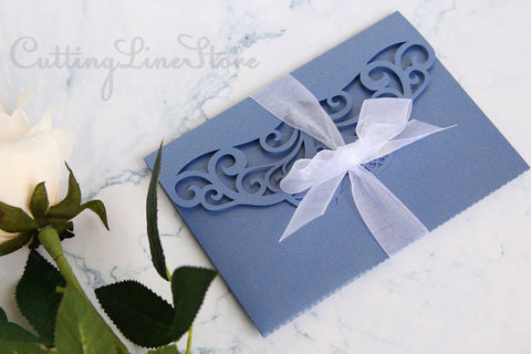 Elegant invitation svg, Trifold wedding invitation template SVG CuttingLineStore 