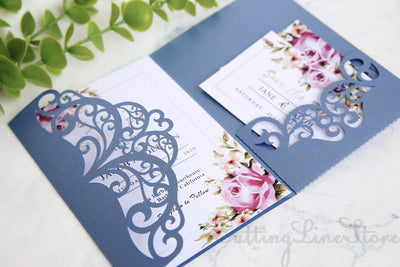 Elegant invitation svg, Trifold wedding invitation template SVG CuttingLineStore 