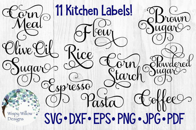 Elegant Kitchen Label Bundle SVG Wispy Willow Designs