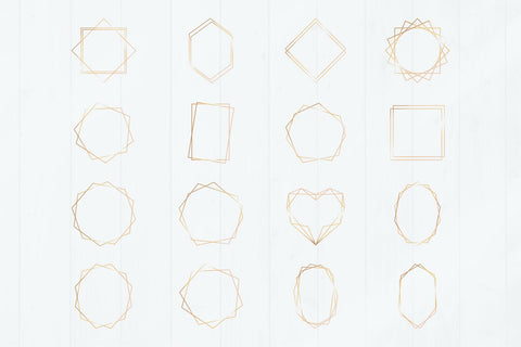 Elegant wedding geometric gold frames, golden frames png SVG Tori card store 