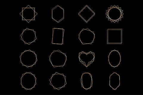 Elegant wedding geometric gold frames, golden frames png SVG Tori card store 