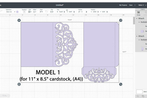 Elegant wedding invitation svg, Tri fold invitation template SVG CuttingLineStore 