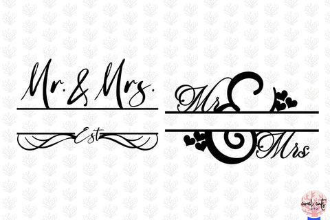 Elegant Wedding Split Monogram Bundle EPS SVG DXF JPG PNG SVG CoralCutsSVG 
