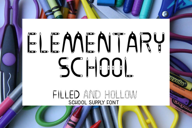 Elementary School - A filled and hollow school font Font Stacy's Digital Designs