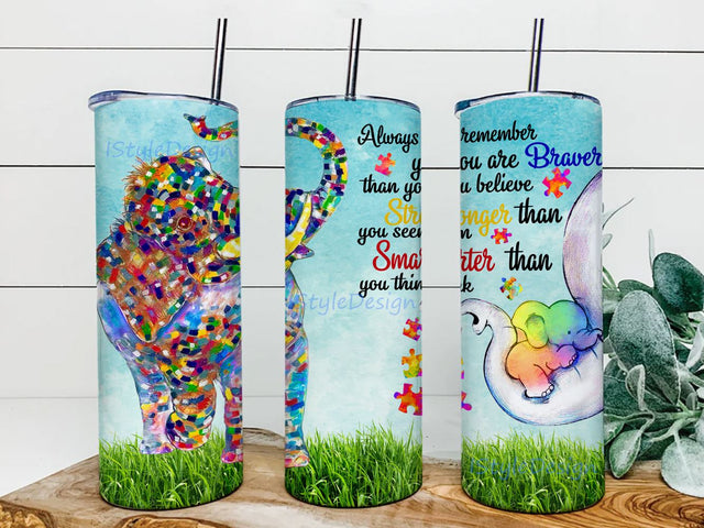 Elephant 20oz Skinny Tumbler Sublimation Designs for Straight Tapered Tumbler Design - PNG Digital Download Sublimation iStyleDesign 