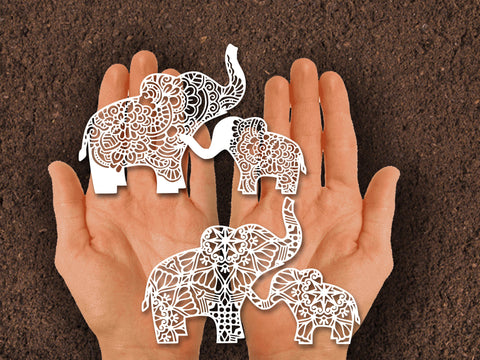 Elephant baby Family Paper cut SVG Johan Ru designs 