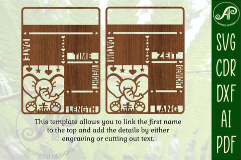 Elephant Baby stats, Birth plaque, announcement sign SVG SVG APInspireddesigns 