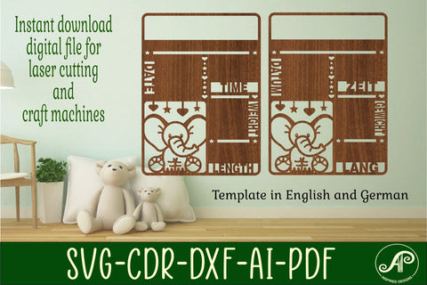 Elephant Baby stats, Birth plaque, announcement sign SVG SVG APInspireddesigns 