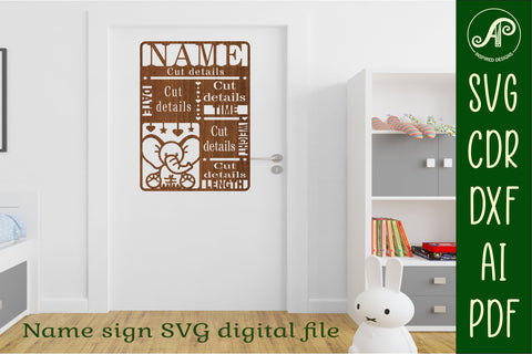 Elephant Baby stats, Birth plaque, announcement sign SVG SVG APInspireddesigns 