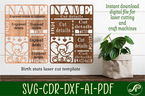 Elephant Baby stats, Birth plaque, announcement sign SVG SVG APInspireddesigns 