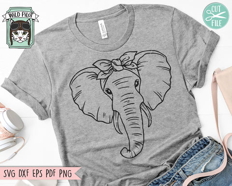 Elephant Bandana SVG, Elephant SVG file, Elephant cut file, Elephant with Bandana svg, Animal Face svg, Elephant Head Scarf svg, Wild animal svg, Safari svg SVG Wild Pilot 