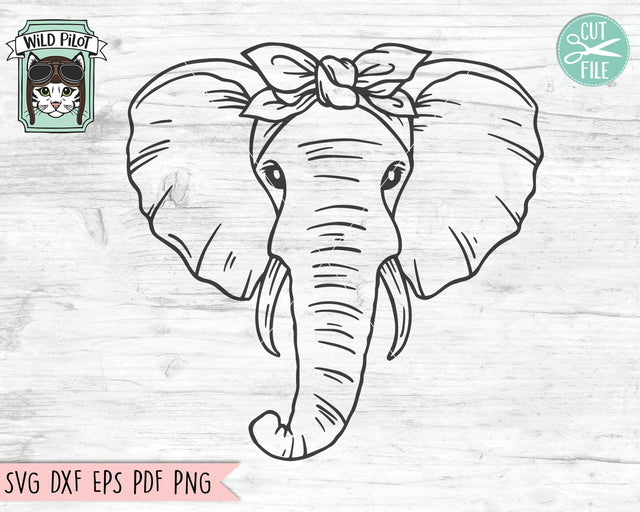 Elephant Bandana SVG, Elephant SVG file, Elephant cut file, Elephant with Bandana svg, Animal Face svg, Elephant Head Scarf svg, Wild animal svg, Safari svg SVG Wild Pilot 