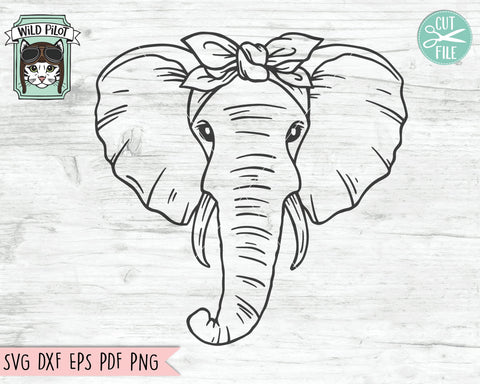Elephant Bandana SVG, Elephant SVG file, Elephant cut file, Elephant with Bandana svg, Animal Face svg, Elephant Head Scarf svg, Wild animal svg, Safari svg SVG Wild Pilot 