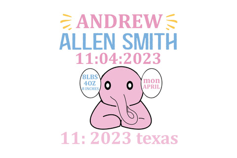 Elephant Birth Announcement SVG Bundle SVG Regulrcrative 