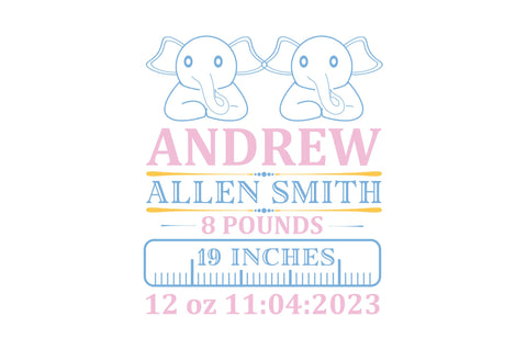 Elephant Birth Announcement SVG Bundle SVG Regulrcrative 