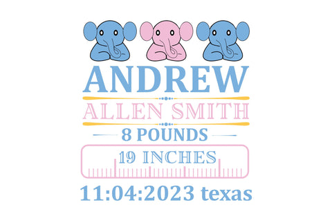 Elephant Birth Announcement SVG Bundle SVG Regulrcrative 