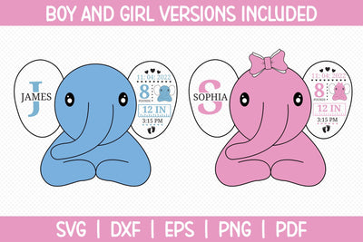 Elephant Birth Stats Announcement SVG SVG CraftLabSVG 
