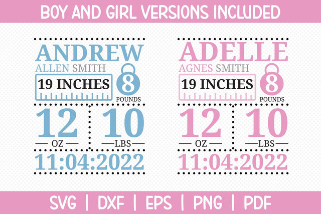 Elephant Boy and Girl Birth Stats Announcement SVG SVG CraftLabSVG 