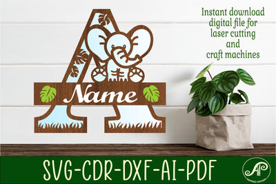 Elephant Capital Monogram Letter A SVG SVG APInspireddesigns 