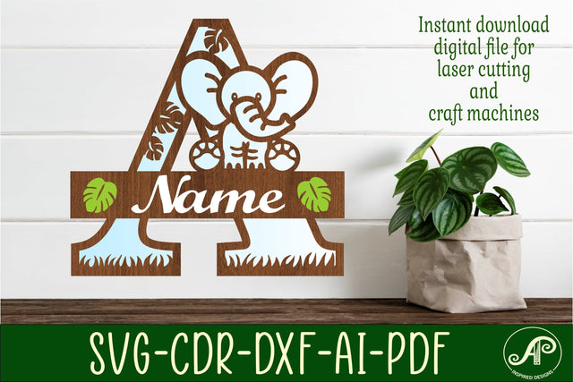 Elephant Capital Monogram Letter A SVG SVG APInspireddesigns 