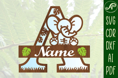 Elephant Capital Monogram Letter A SVG SVG APInspireddesigns 