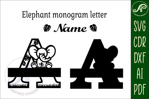 Elephant Capital Monogram Letter A SVG SVG APInspireddesigns 