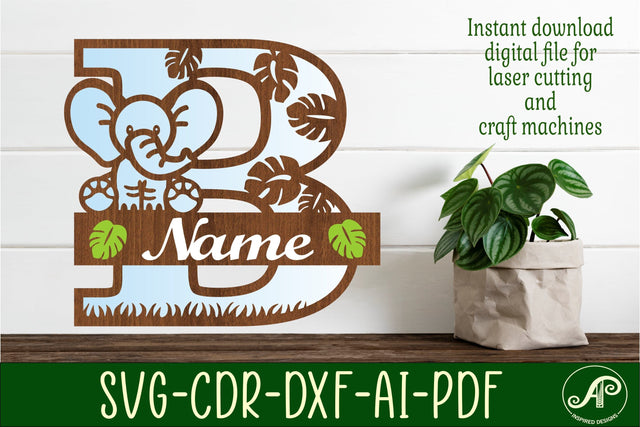 Elephant Capital Monogram Letter B SVG SVG APInspireddesigns 