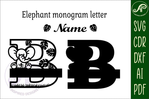 Elephant Capital Monogram Letter B SVG SVG APInspireddesigns 