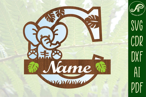 Elephant Capital Monogram Letter C SVG SVG APInspireddesigns 