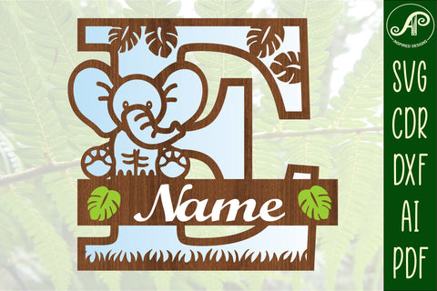 Elephant Capital Monogram Letter E SVG SVG APInspireddesigns 