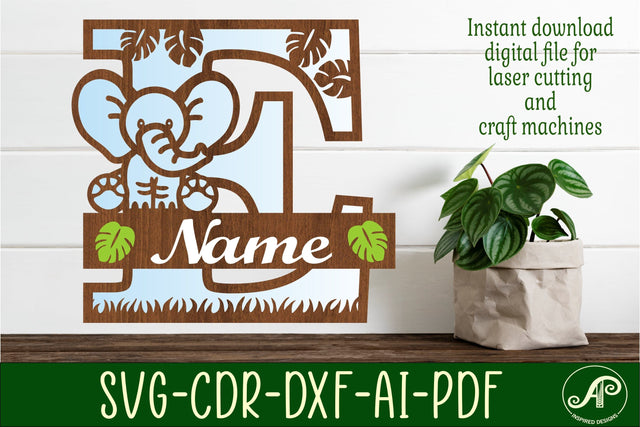 Elephant Capital Monogram Letter E SVG SVG APInspireddesigns 