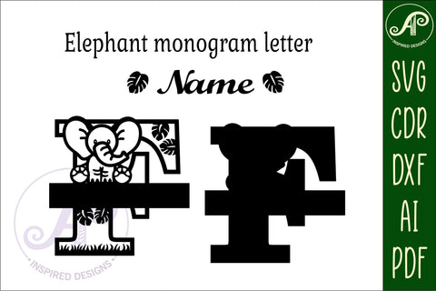 Elephant Capital Monogram Letter F SVG SVG APInspireddesigns 