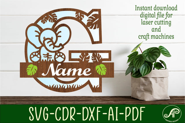 Elephant Capital Monogram Letter G SVG SVG APInspireddesigns 