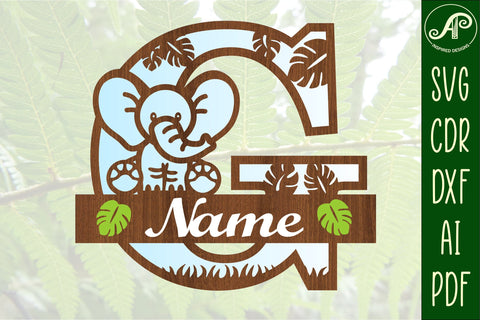 Elephant Capital Monogram Letter G SVG SVG APInspireddesigns 