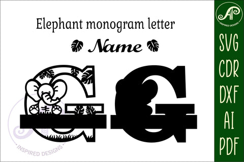 Elephant Capital Monogram Letter G SVG SVG APInspireddesigns 